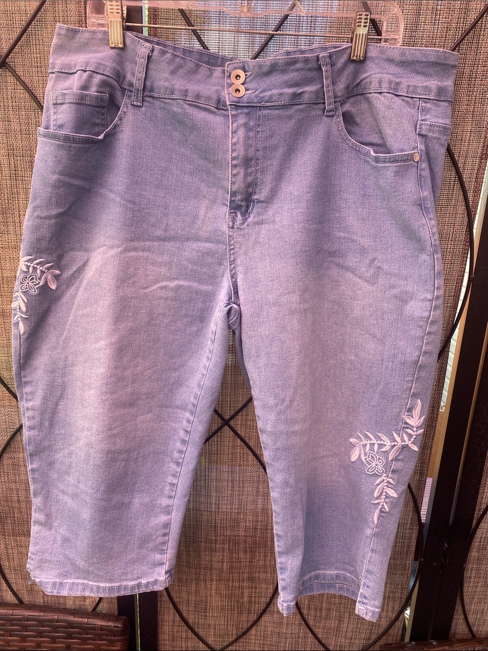 Sandpiper Light Blue Embroidered Ankle Jeans - Women's Cropped Denim